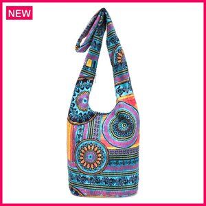 Large Canvas Hobo Crossbody Bag with Zipper Pockets, Holds iPad & Books
